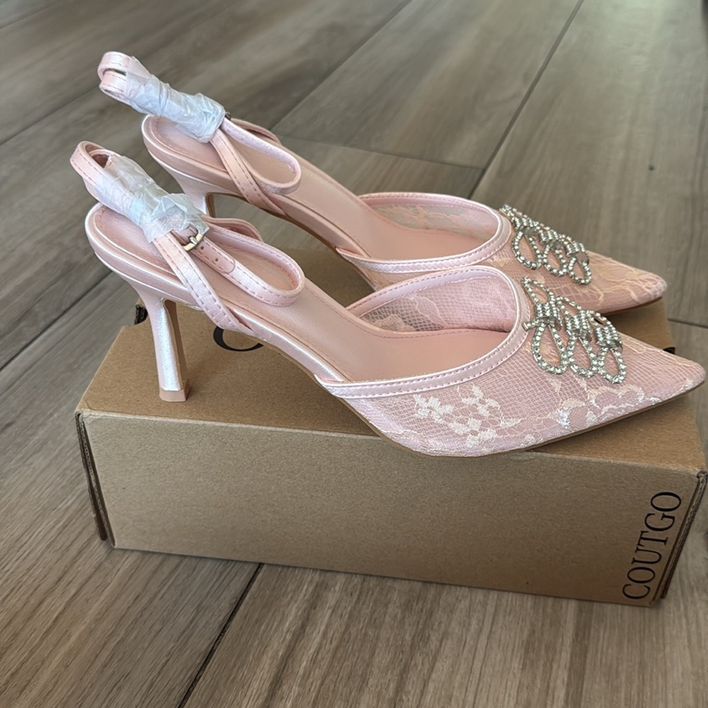 Elegant Pink Lace Women's Shoes Size 8.5 - Picture 2 of 7